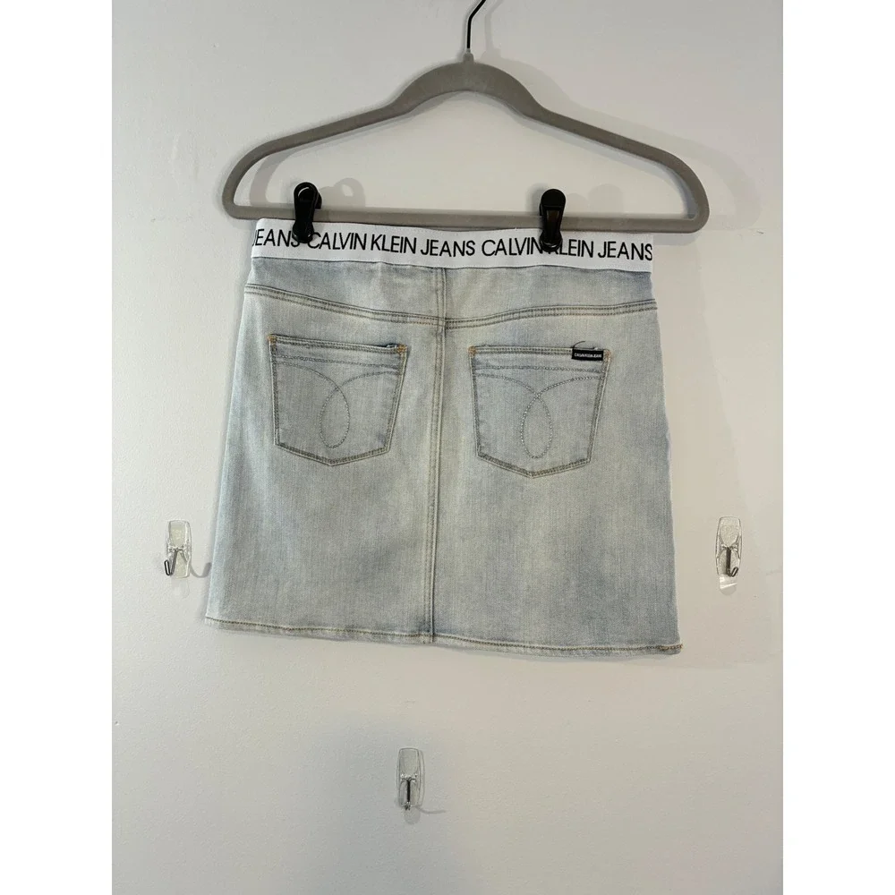 Calvin Klein Jeans Denim Jacket & Skirt Set‎ Distressed Light Wash Size 12